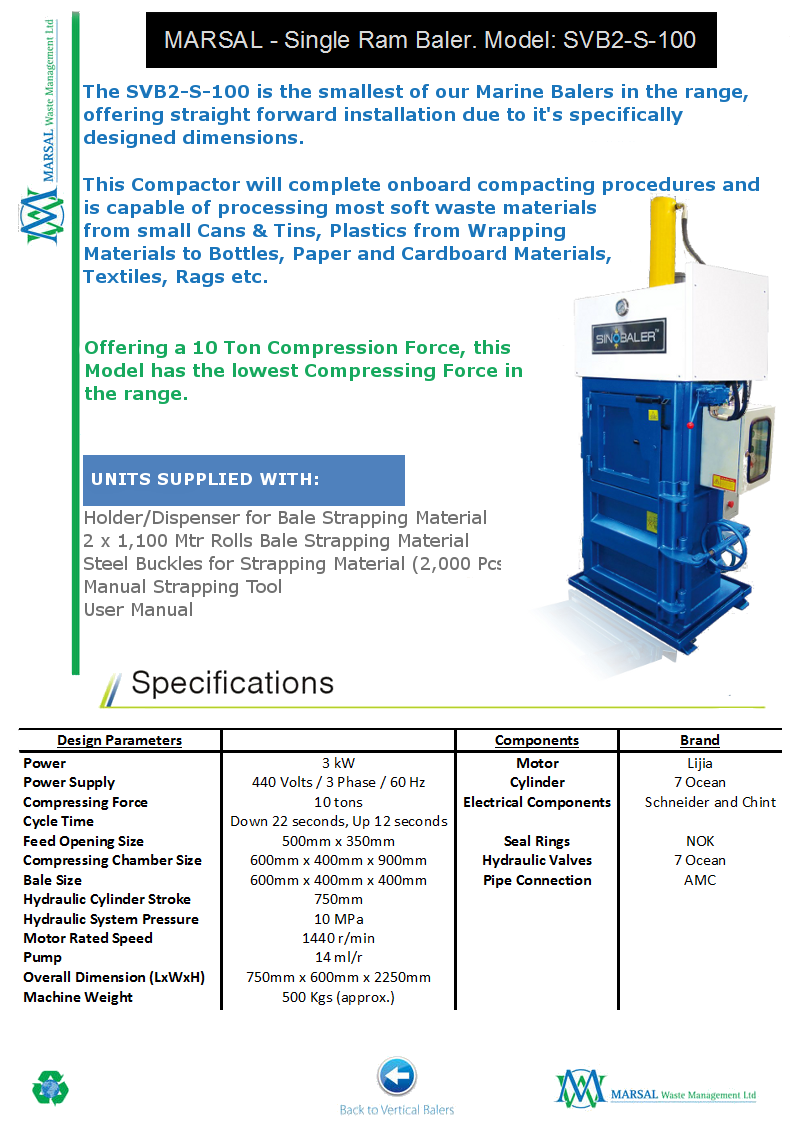 SVB2-S-100 - Standard Marine Baler