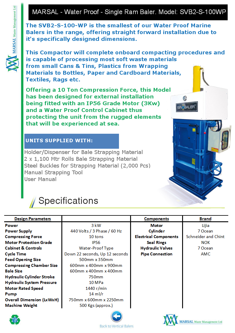 SVB2-S-100-WP - Water Proof Marine Baler