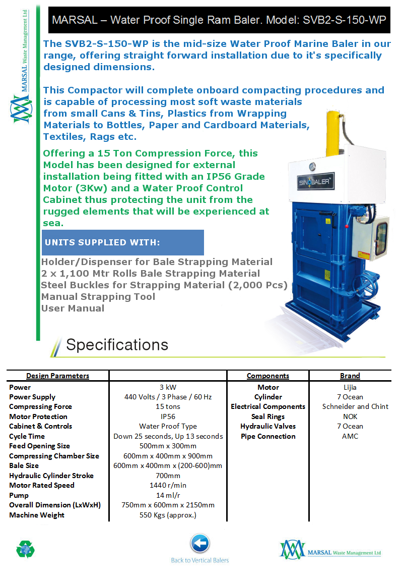 SVB2-S-150-WP - Water Proof Marine Baler