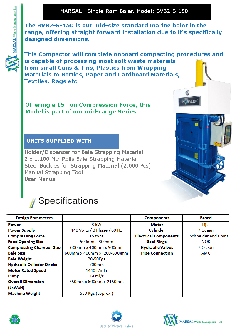 SVB2-S-150 - Standard Marine Baler