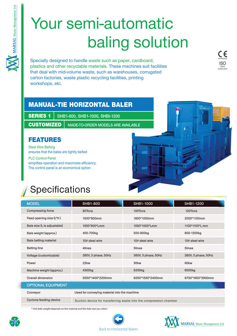 Semi Automatic Steel Wire Horizontal Baler
